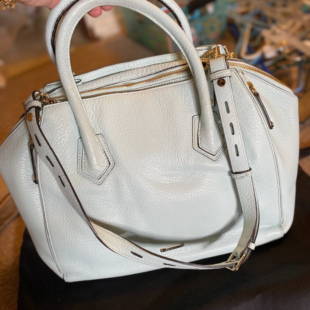 Excellent Condition Light Blue Turquoise Rebecca Minkoff Large Perry Satchel